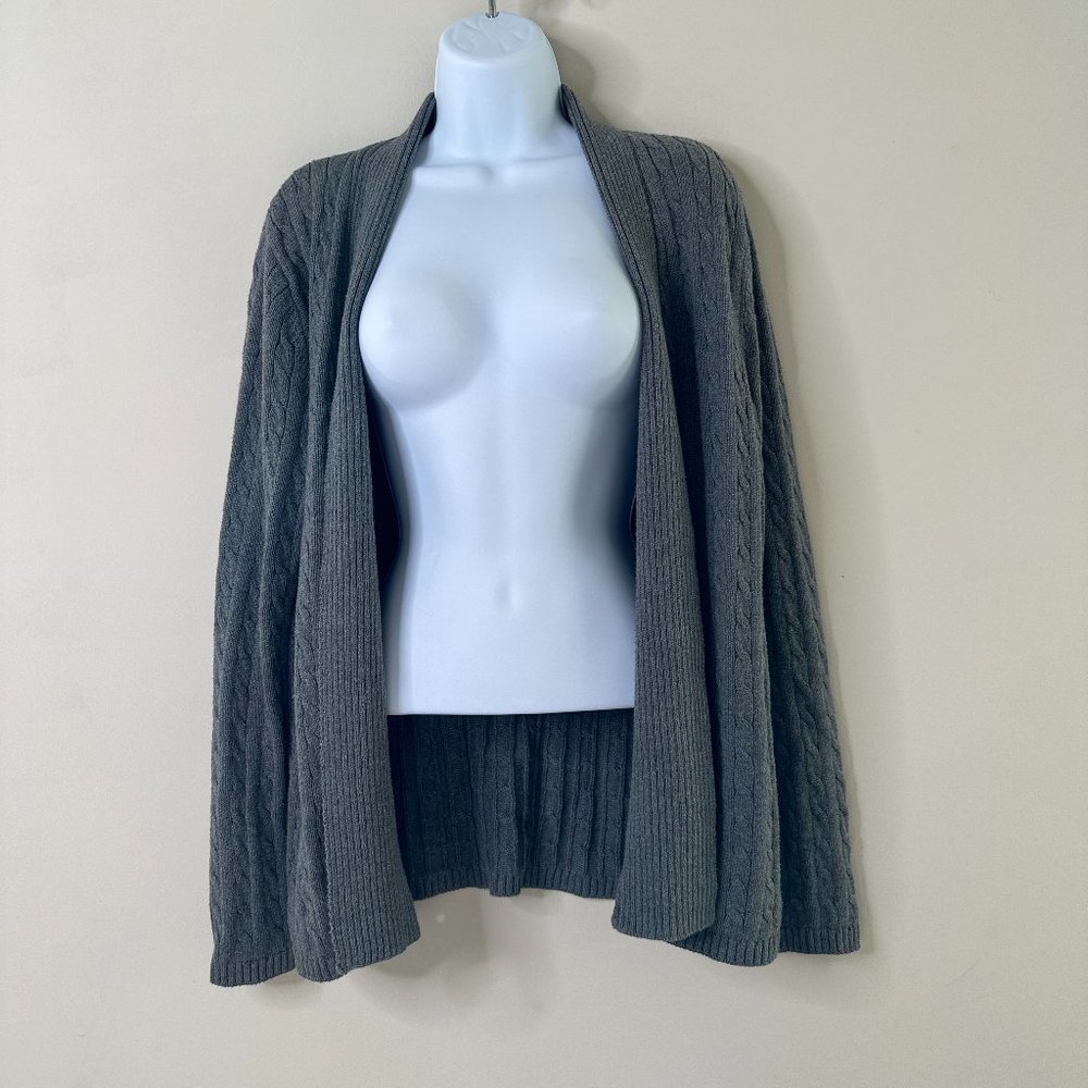 Croft & Barrow Grey Cable Knit Open Front Cardigan Medium